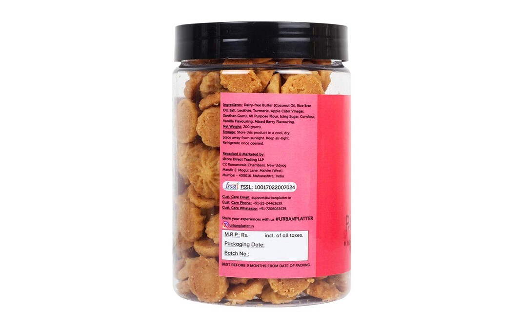Urban Platter Raspberry Bite Sized Butter Cookies   Plastic Jar  200 grams